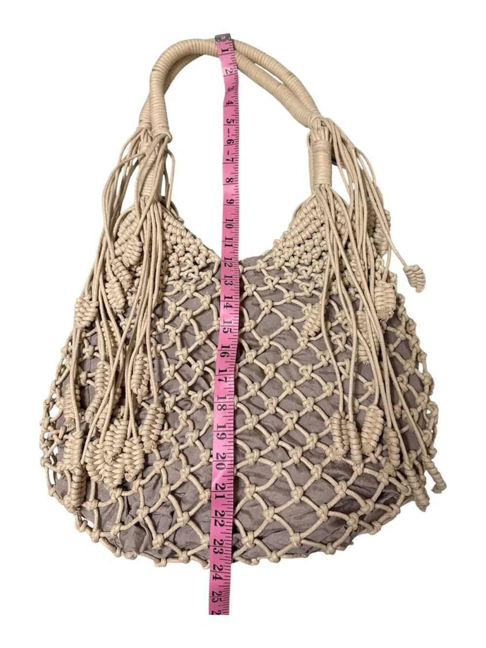 Monserat De Lucca Cream Macramé Shoulder Bag